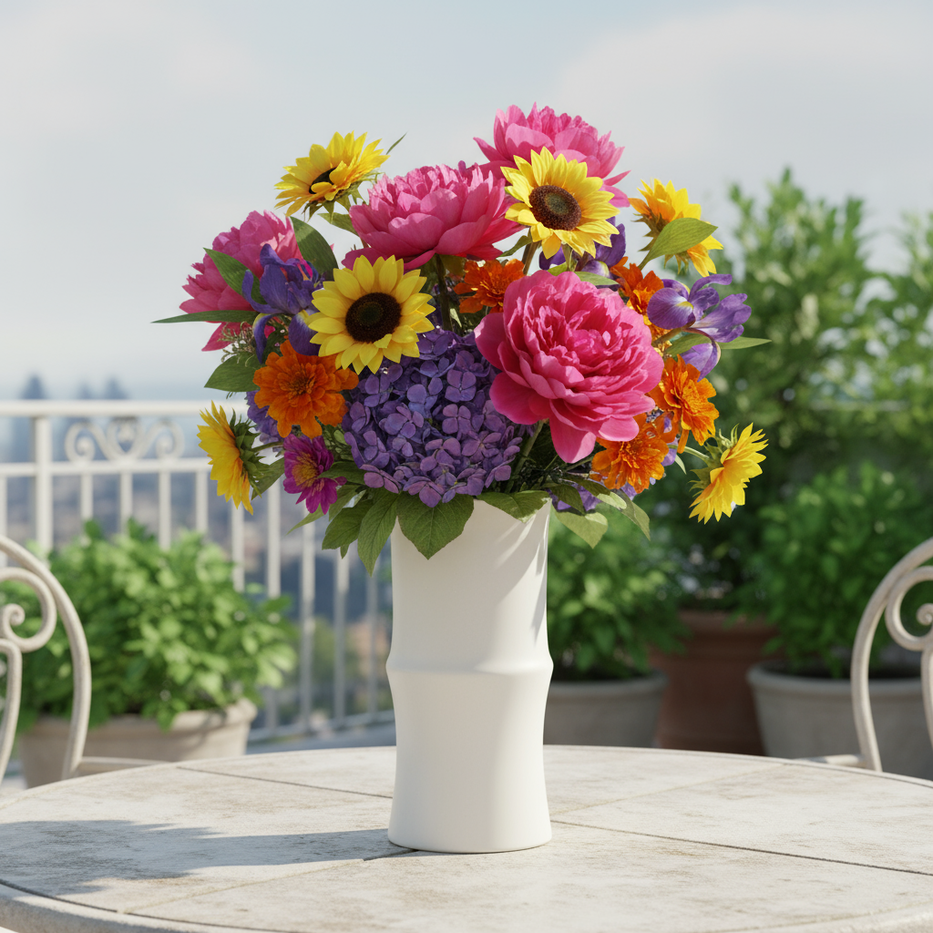 Virelia Ceramic Bamboo-Inspired Vase