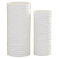 Two white textured vases on a white background