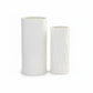 Two white cylindrical vases on a white background