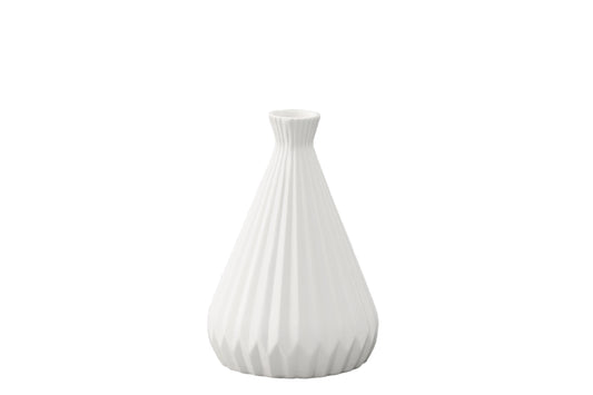 Ceramic Round Vase Matte Finish White-9.00"H -235