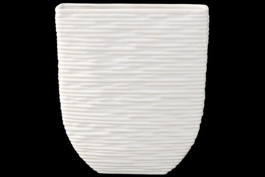 Ceramic Rectangle Vase Matte Finish White