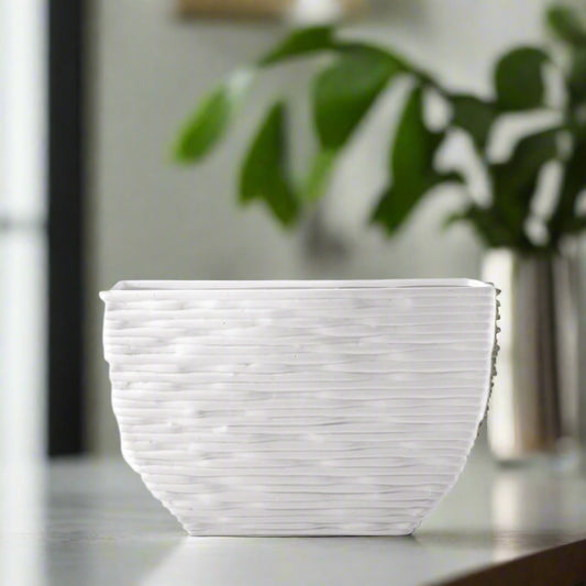 Ceramic Rectangle Vase Matte Finish White