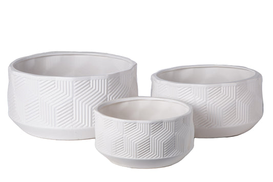 Ceramic Round Pot Matte Finish White-6.00"H -200