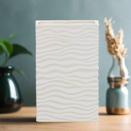 Quarin Embossed Wavy Ceramic Vase