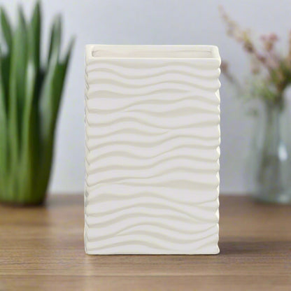 Quarin Embossed Wavy Ceramic Vase