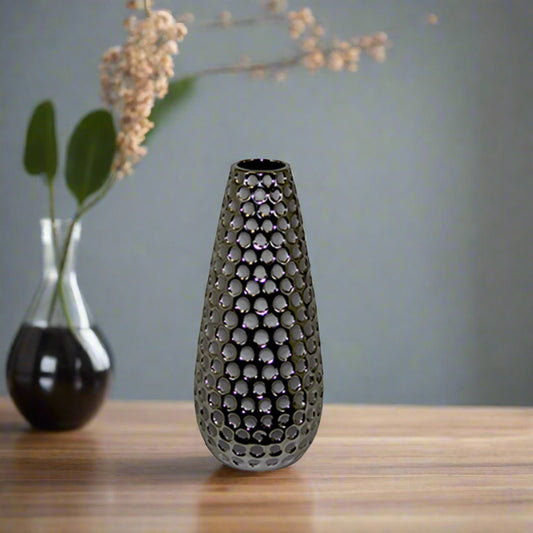 Sylvara Dimpled Chrome Vase