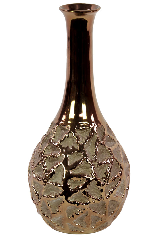 Ceramic Round Vase Rough Finish Gold