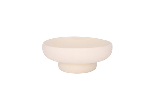 Ceramic RoundTextuerd Pedestal Bowl With Gloss Inside Finish Cream