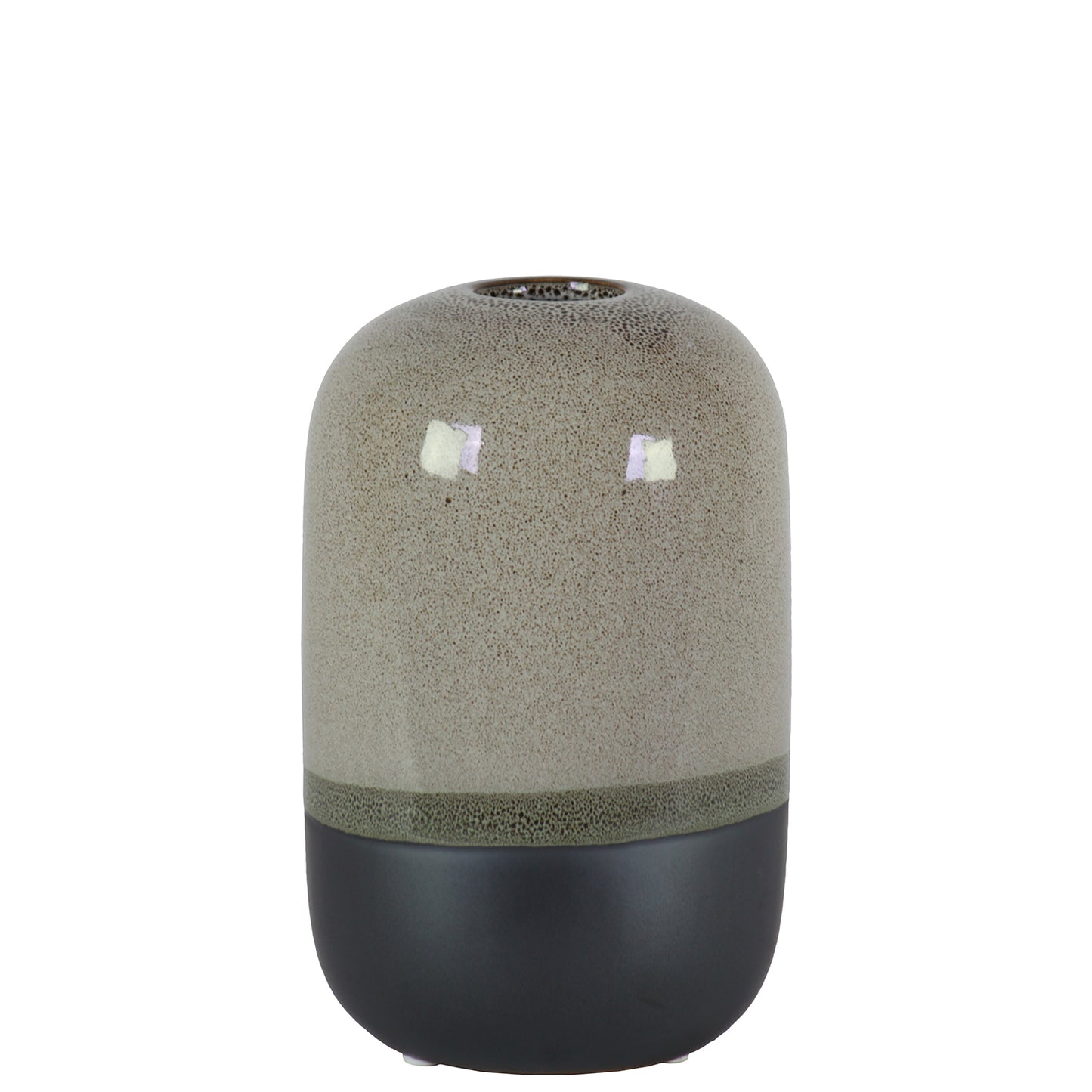 Saskia Ceramic Cylinder Vase with Black Banded Rim