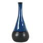 Ceramic Bellied Round Vase with Small Mouth and Black Banded Rim Bottom Gloss Finish