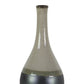 Ceramic Bellied Round Vase with Small Mouth and Black Banded Rim Bottom Gloss Finish