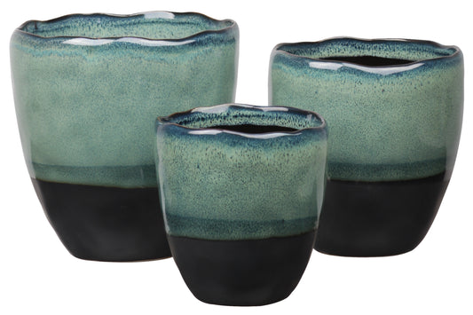 Ceramic  Round Pot Gloss Finish-6"H
