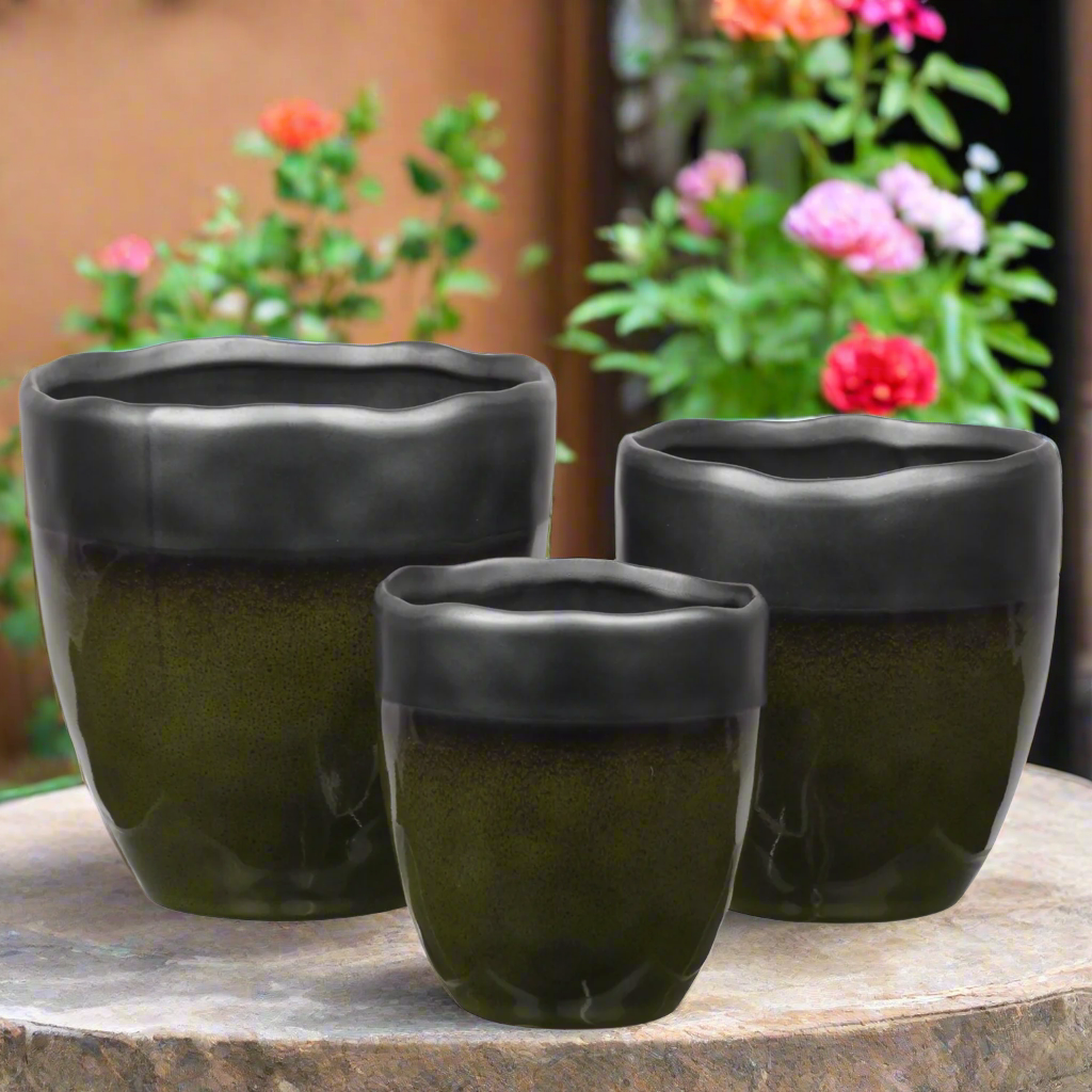 Harvella Irregular Rim Ceramic Planter Set (Set of 3)