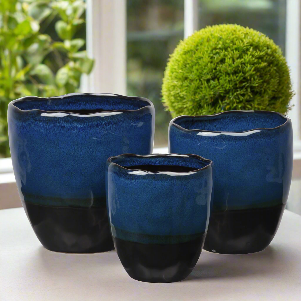 Harvella Irregular Rim Ceramic Planter Set (Set of 3)