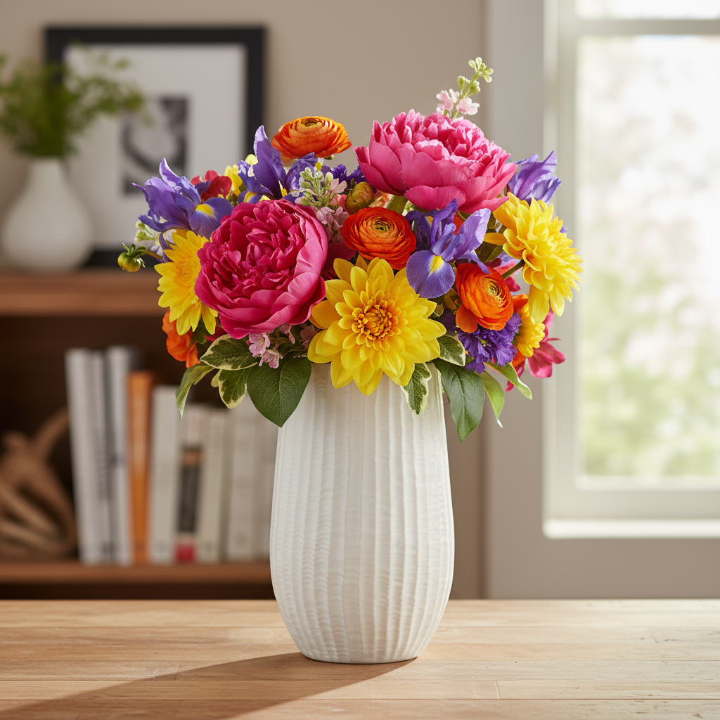 Bernice Textured White Ceramic Vase