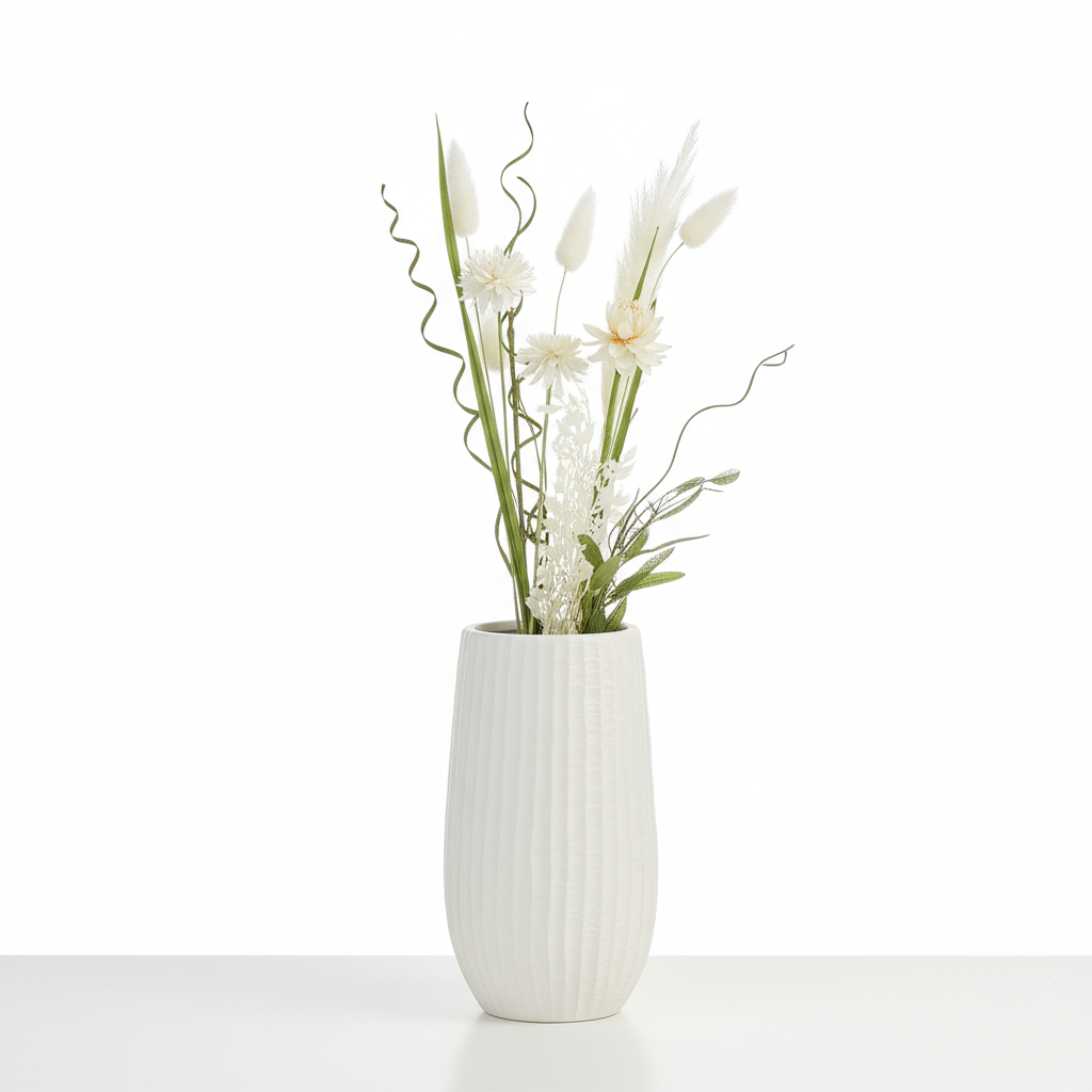 Bernice Textured White Ceramic Vase