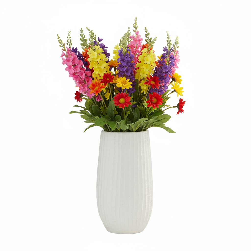 Bernice Textured White Ceramic Vase