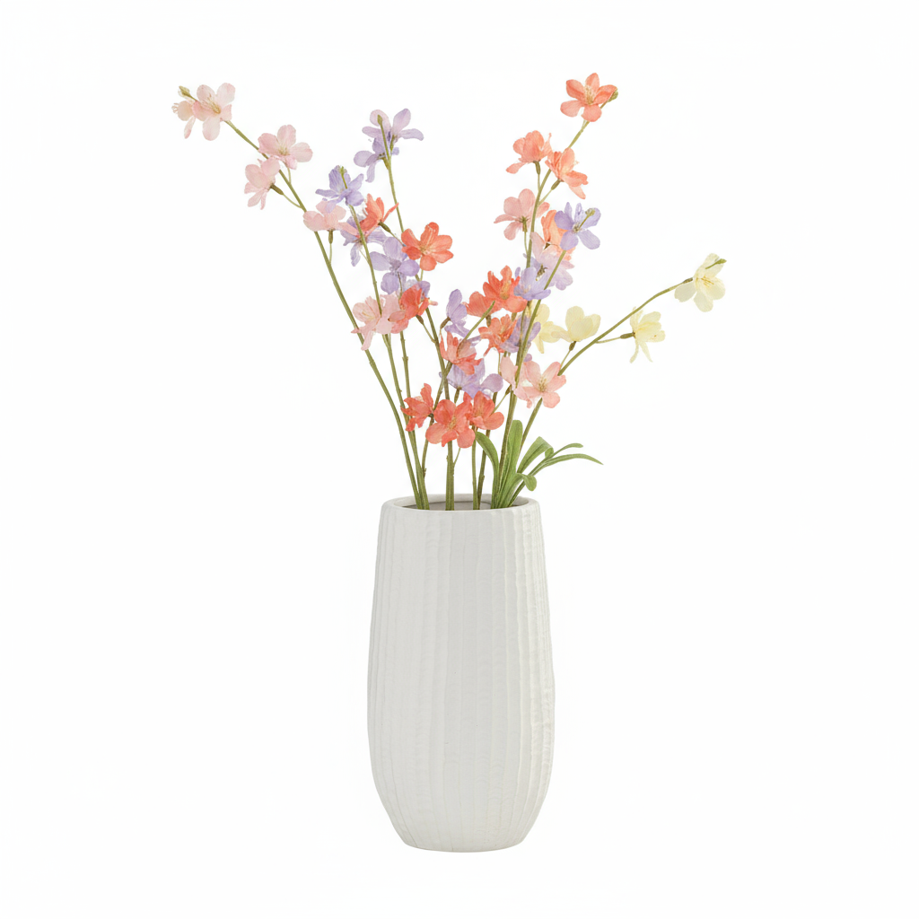 Bernice Textured White Ceramic Vase