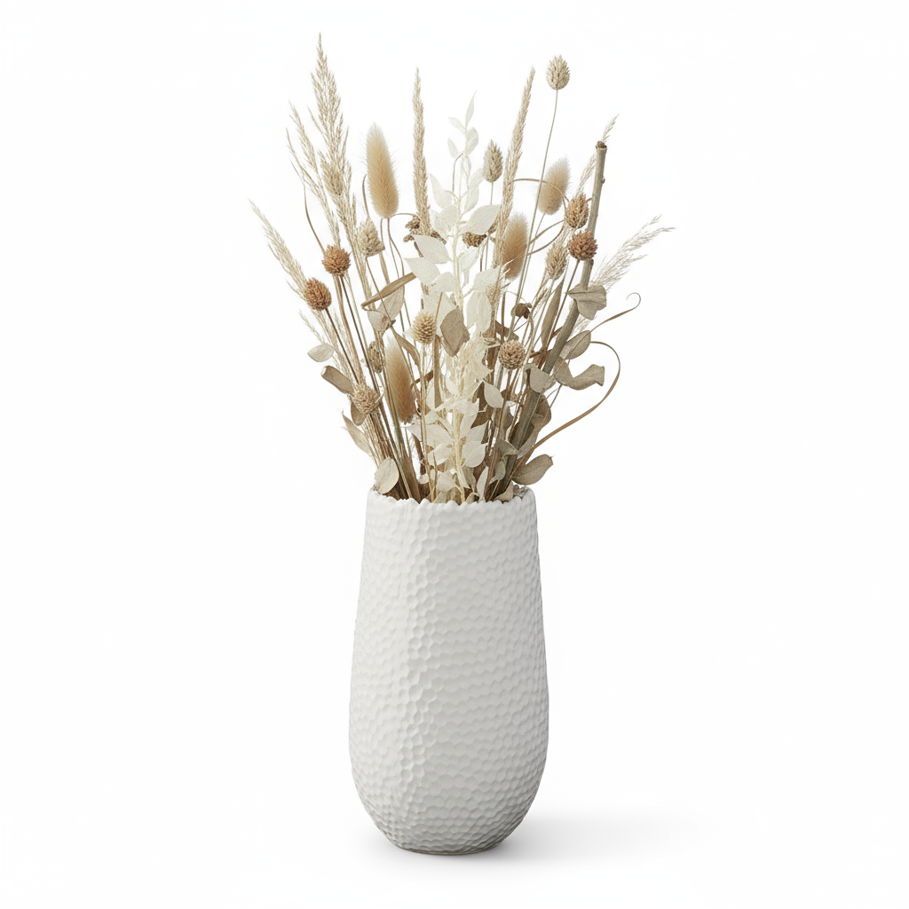 Bernice Textured White Ceramic Vase