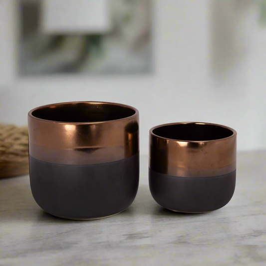 Giordana Ceramic Round Banded Pot – Set of 2