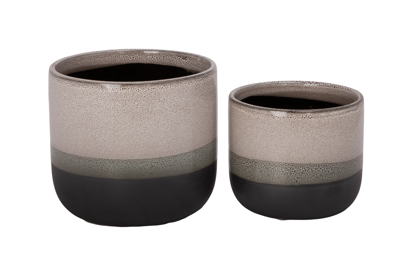 Ceramic Round Pot Set of Two Gloss Finish-6.00"H