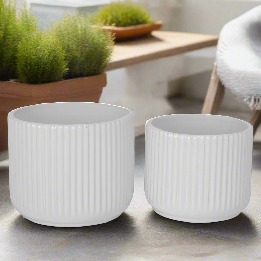 Orvane Gloss White Planter Set (Set of 2)