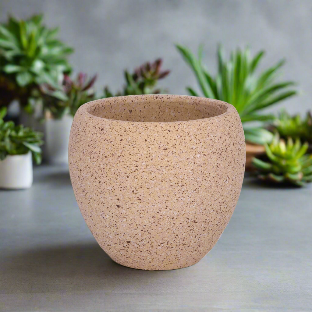 Granova Beige Cement Oval Pot