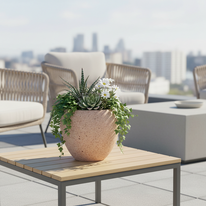 Granova Beige Cement Oval Pot