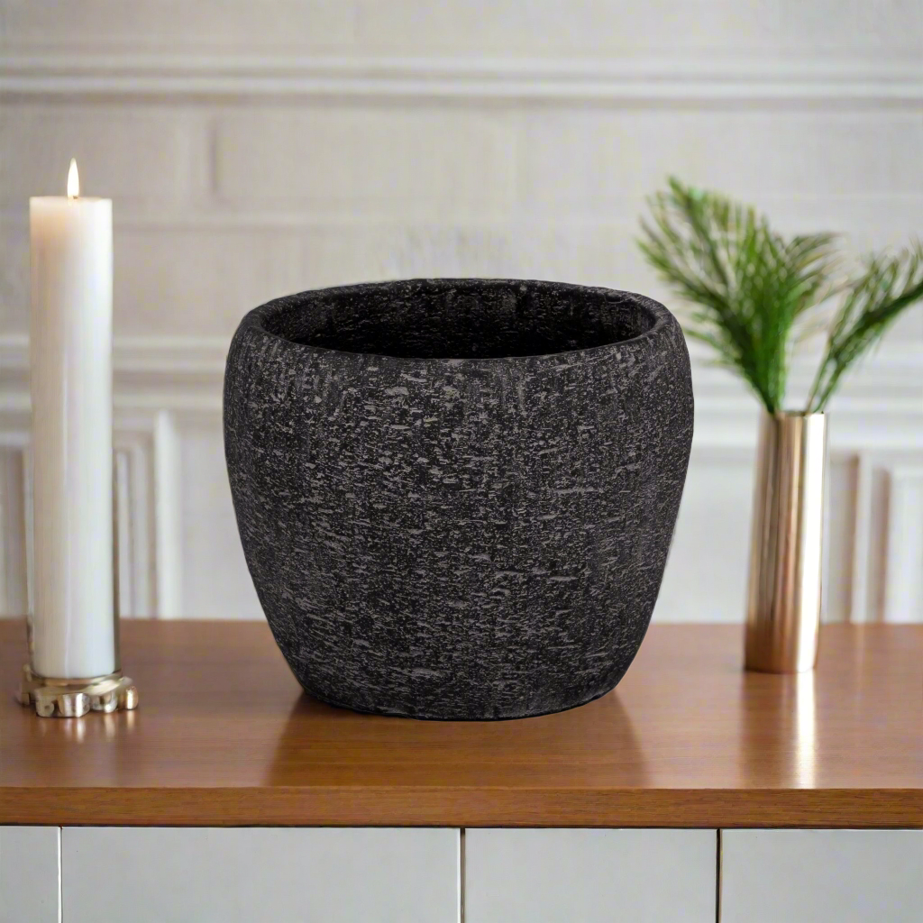 Droven Black Cement Pots
