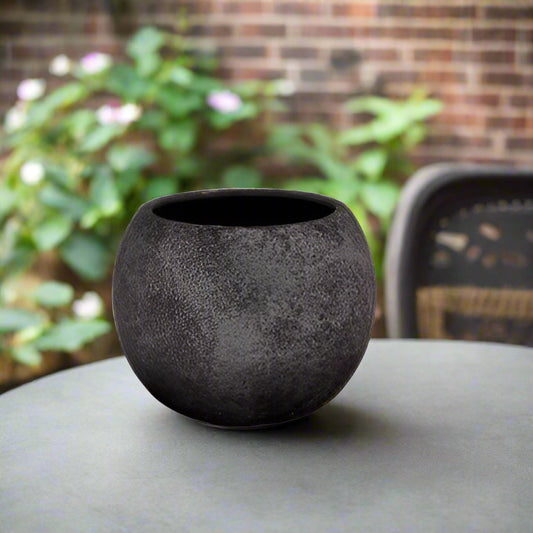 Terracotta Round Pot S Finish Antique Gray..7.5"x7.5"x6"H