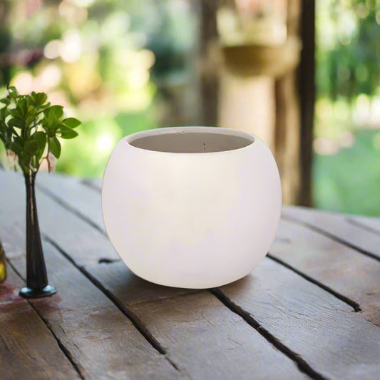 Terracotta Round Pot S Finish White..7.5"x7.5"x6"H