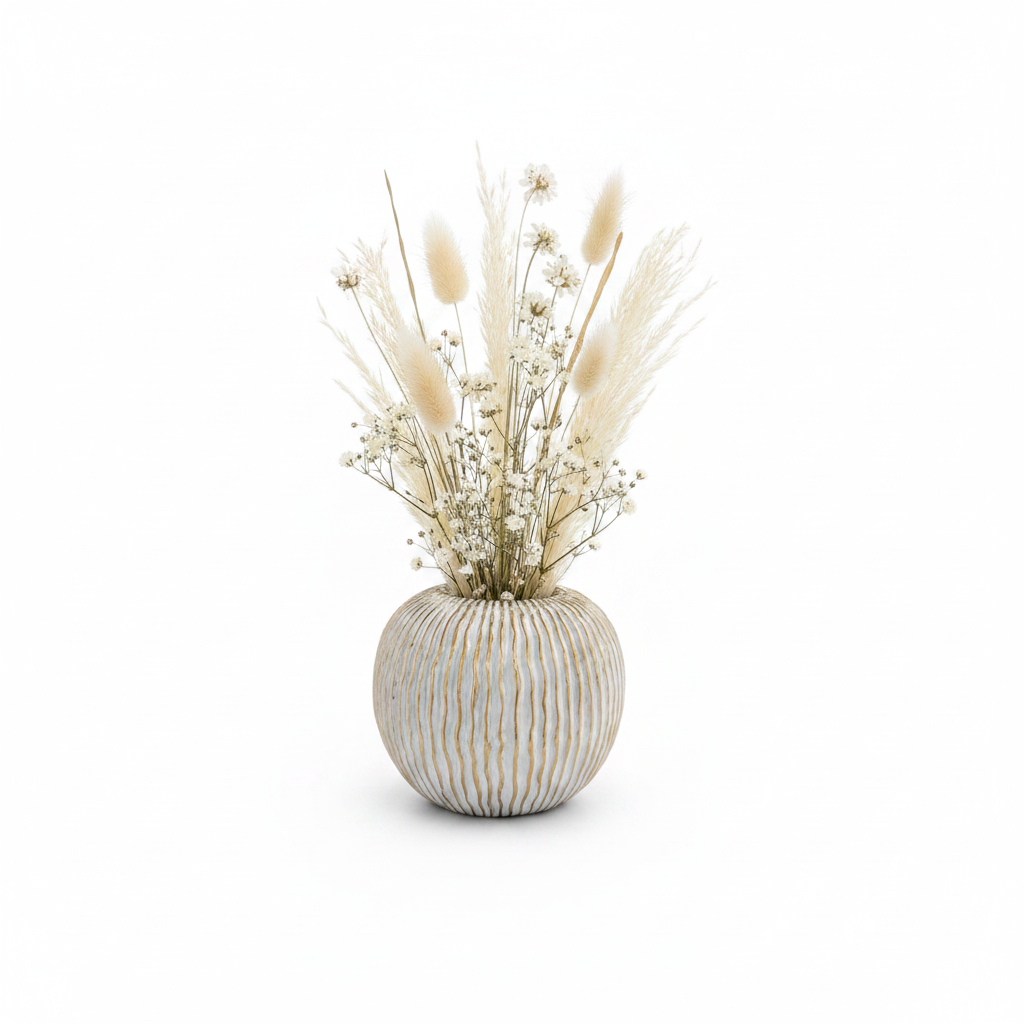 Ziana Ribbed Ovoid Ceramic Vase