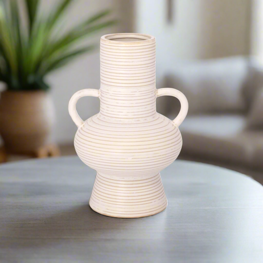 Ceramic Handle Vase Cream
