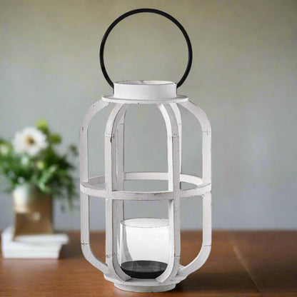 Korin Round White Wood Lantern