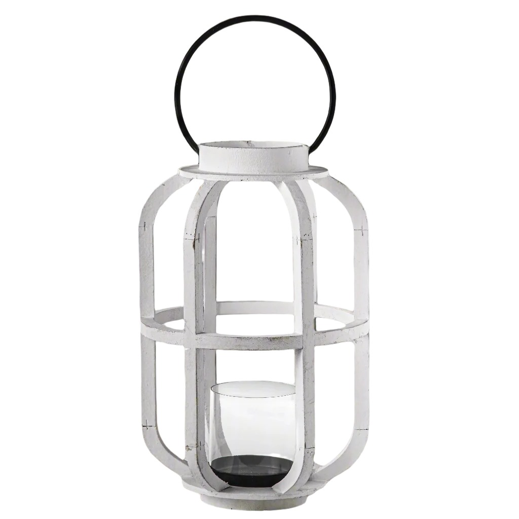Korin Round White Wood Lantern