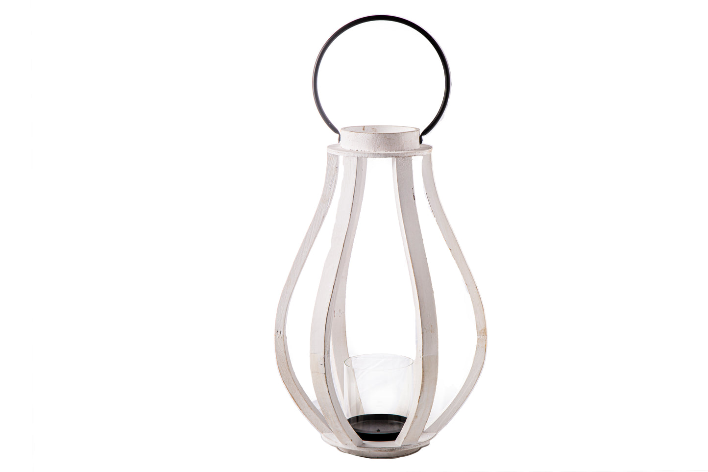 Wood Round Bellied Lantern Natural Finish