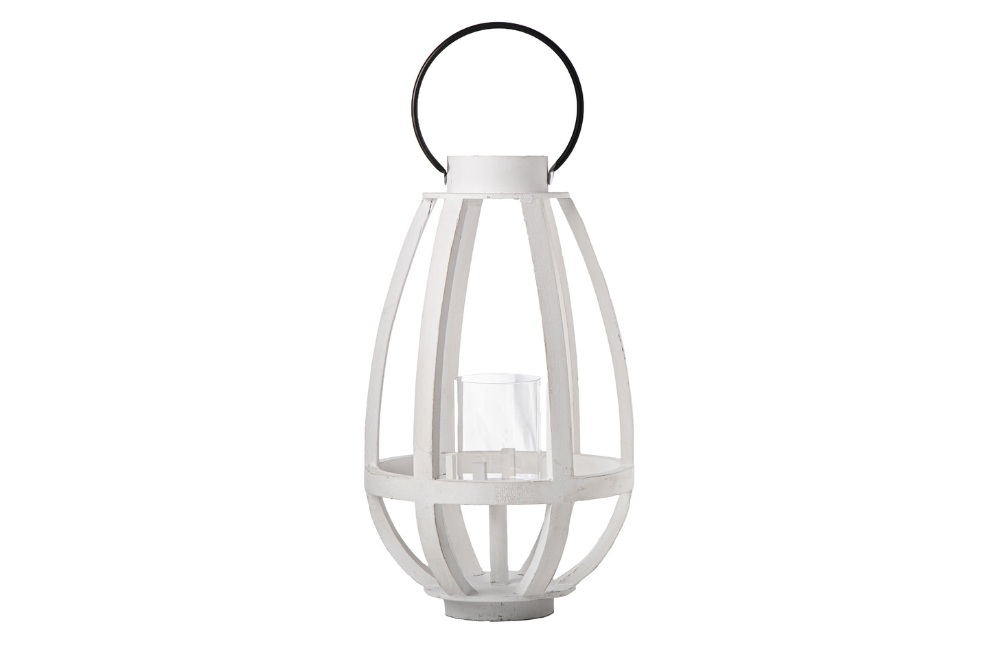 Wood Round Bellied Lantern Painted Finish