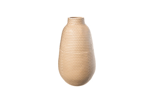 Ceramic Tall Round Bellied Vase Matte Finish Brown