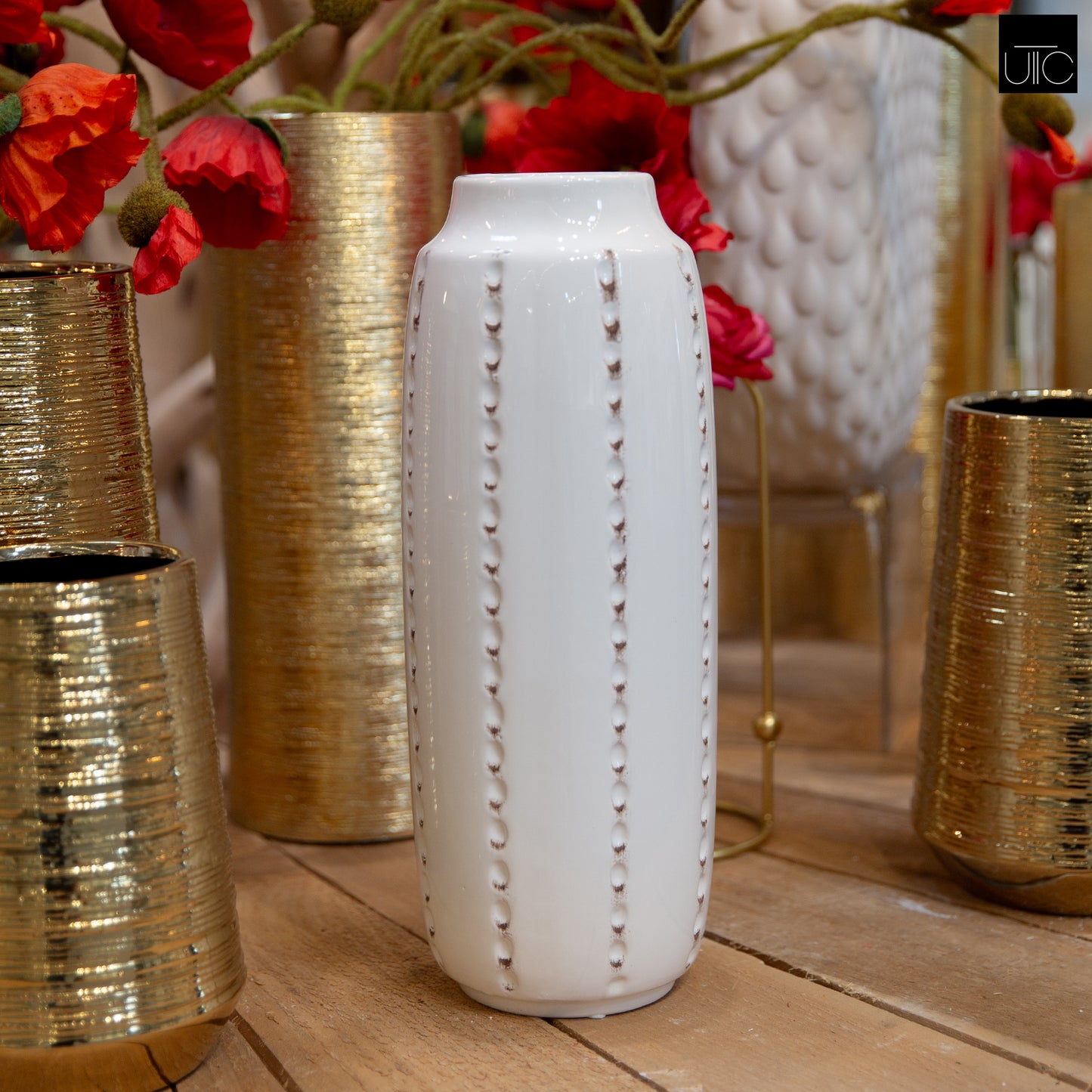 Ceramic Round Vase Gloss Finish White
