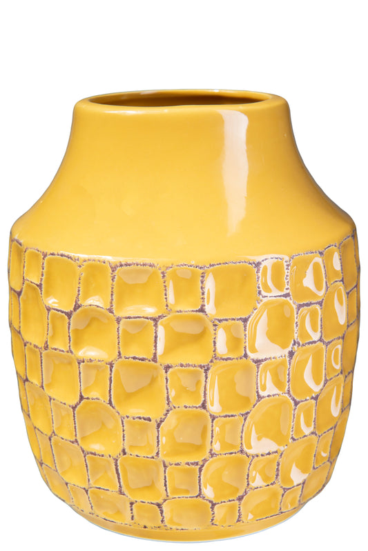 Ceramic Round Vase Gloss Finish Mastard