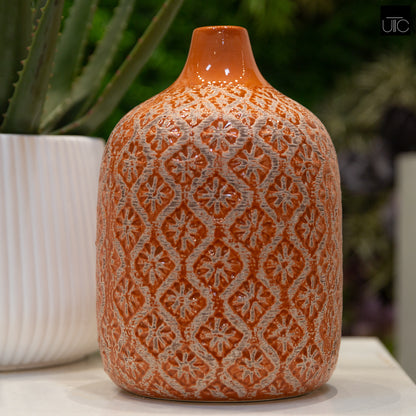 Faryn Distressed Diamond Pattern Vase
