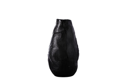 Ceramic Round Bellied Vase Matte Finish Black
