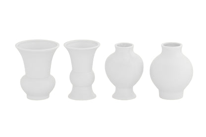 Ceramic Round Bellied Vase in Different Designs Set of Four Matte Finish-5.50"H