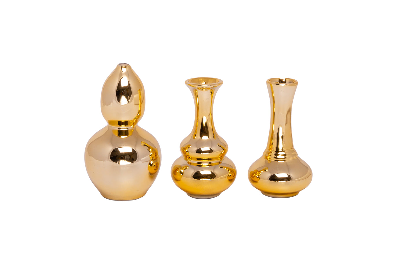 Ceramic Round Bellied Vase in Different Designs Set of Three Matte Finish