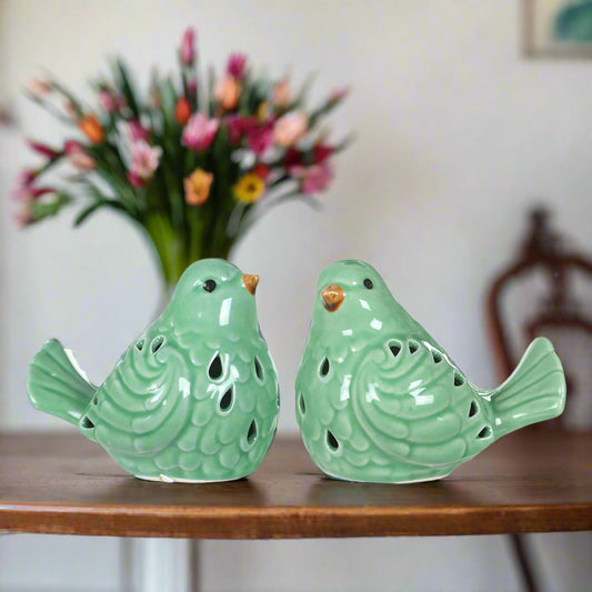 Tevara Cutout Porcelain Bird Figurines (Set of 2)