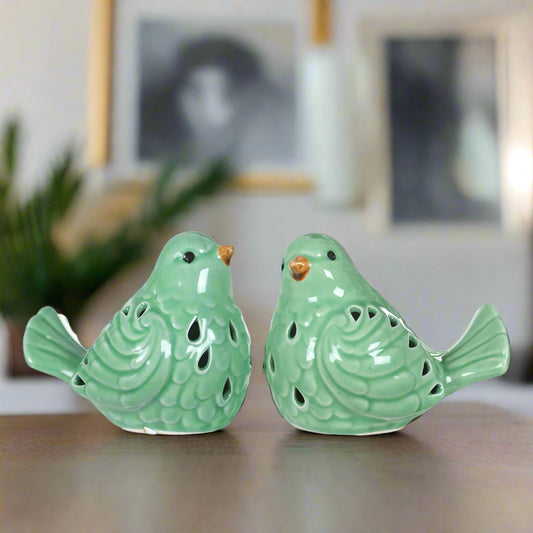 Nolia Cutout Porcelain Bird Figurines (Set of 2)
