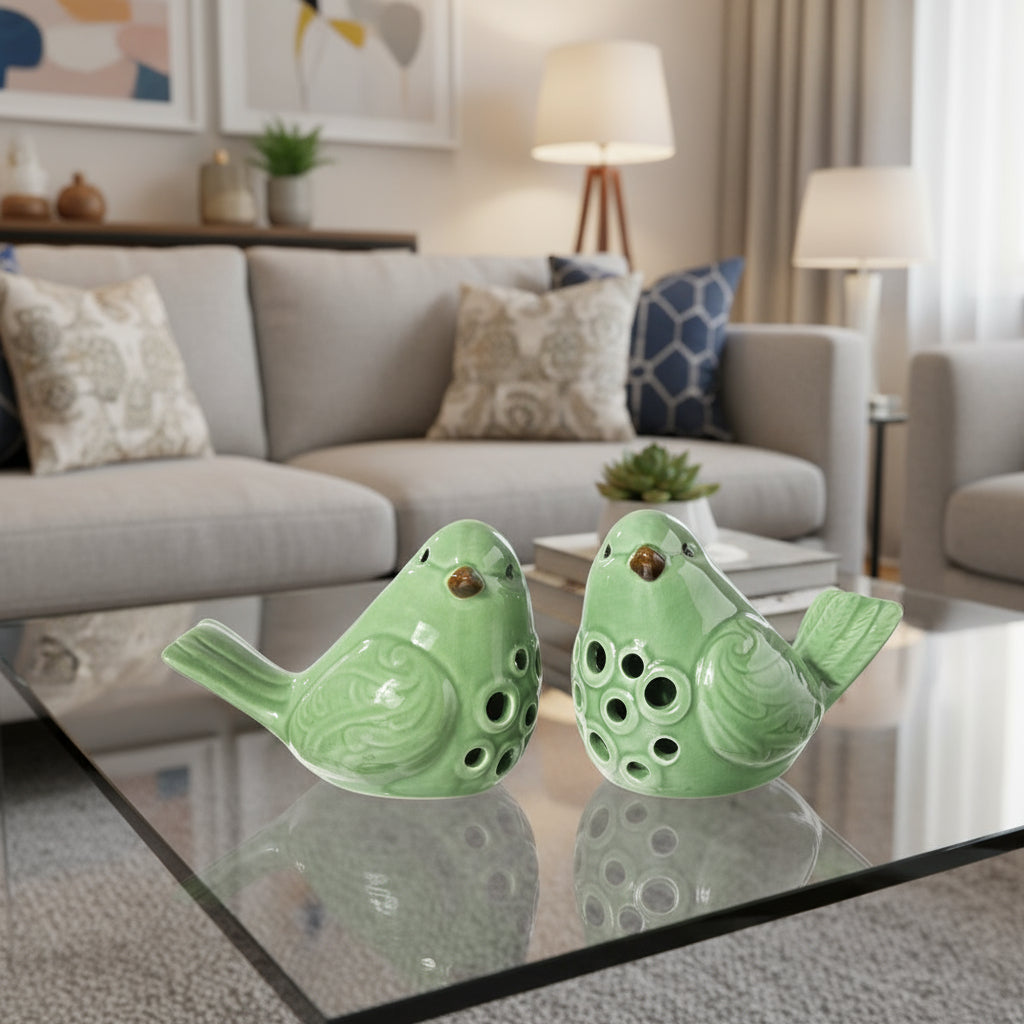 Tevara Cutout Porcelain Bird Figurines (Set of 2)