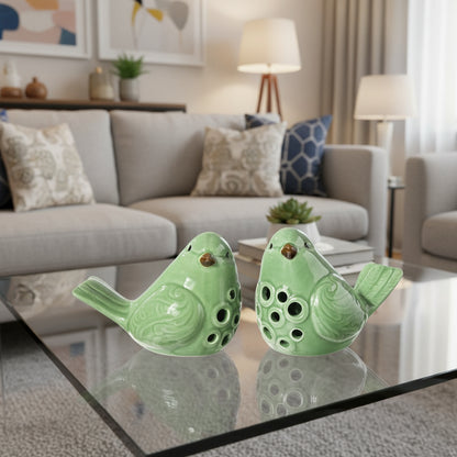 Tevara Cutout Porcelain Bird Figurines (Set of 2)