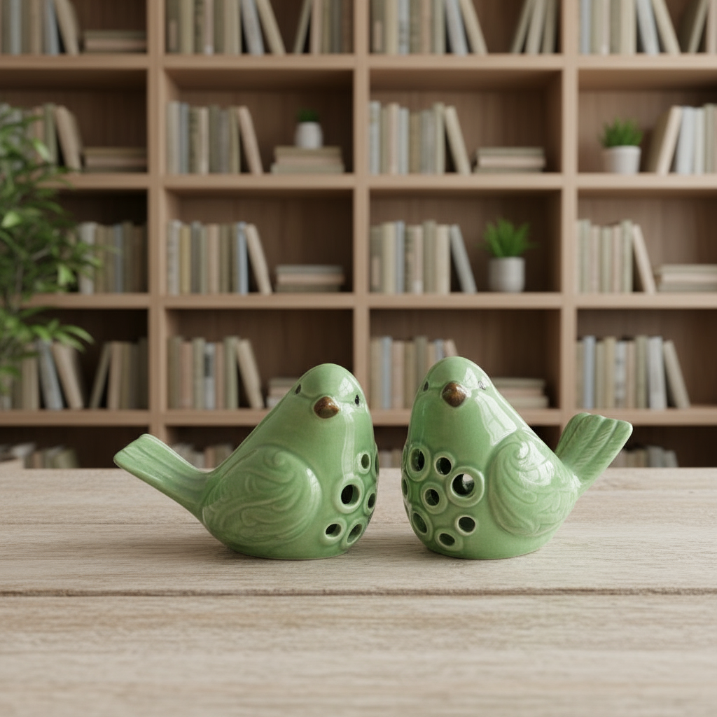 Tevara Cutout Porcelain Bird Figurines (Set of 2)