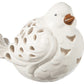 Ceramic Sitting Bird Figurine with Brown Beak and Cutout Design Body Gloss Finish